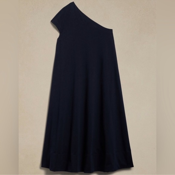 NWT! Banana Republic Navy Odile One-Shoulder Knit Dress - Multiple 🐙🧶 - Picture 4 of 12